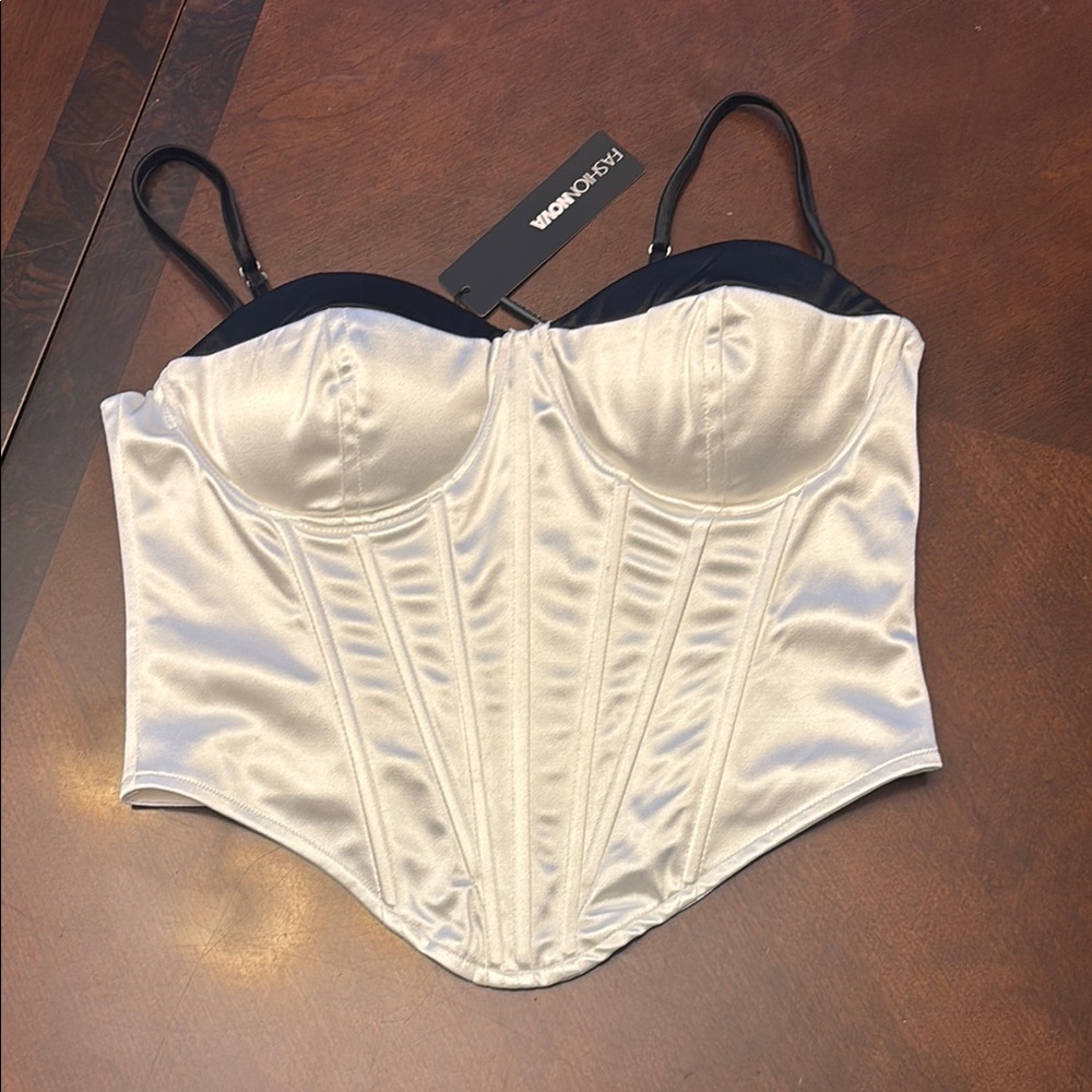 Fashion Nova White Satin Bustier